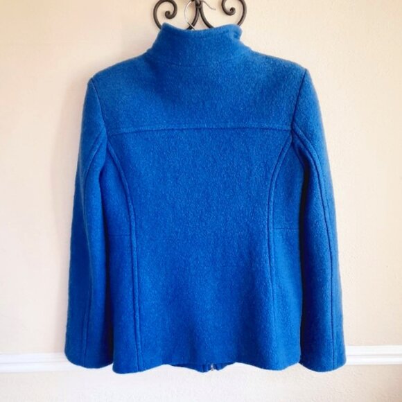 Lands End Boiled Wool Pea Coat Cornflower Blue 4P - Picture 9 of 12